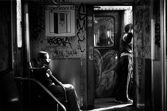 Références étatsuniennes n° 19, Dans le métro, New York City, septembre 1980, Jean pierre Morcrette