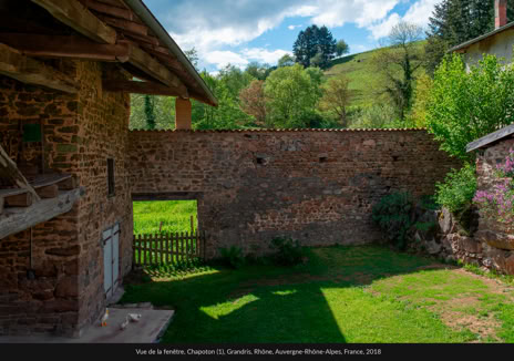 Vue de la fenêtre, Chapoton (1), Grandris, Rhône, Auvergne-Rhône-Alpes, France, 2018