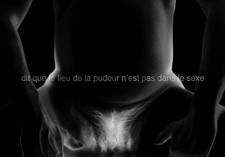 Série métaphysiquée, dit que le lieu de la pudeur n'est pas dans le sexe, photographie Jean pierre Morcrette